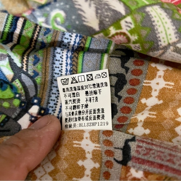 Vintage Style Boho Patchwork Midi Dress Long Sleeve L - Picture 11 of 16